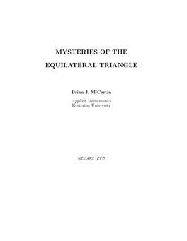 MYSTERIES of the EQUILATERAL TRIANGLE, First Published 2010