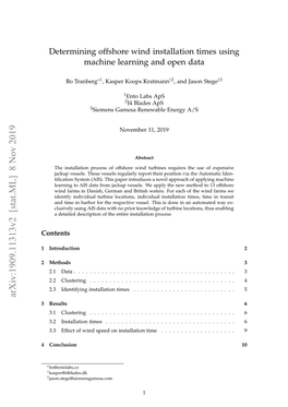 Determining Offshore Wind Installation Times Using Machine Learning and Open Data