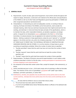 Current E-Scow Scantling Rules Last Changed in April 2019 2/28/2020