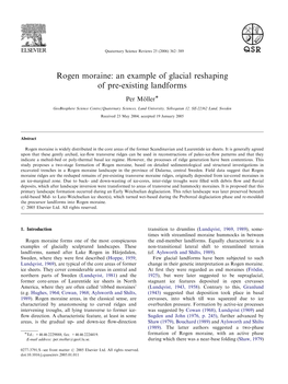 Rogen Moraine: an Example of Glacial Reshaping of Pre-Existing Landforms