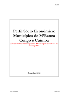 Perfil Sócio Económico: Municípios De M'banza Congo E Cuimba