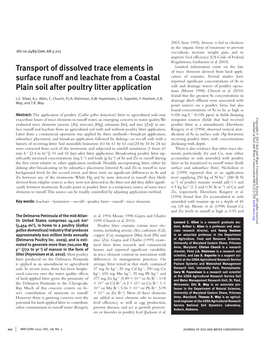 Transport of Dissolved Trace Elements in Surface Runoff and Leachate From