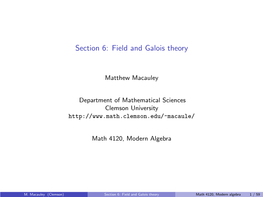 Field and Galois Theory