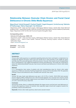 Relationship Between Ossicular Chain Erosion and Facial Canal Dehiscence in Chronic Otitis Media Squamous
