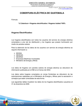 Cobertura Eléctrica De Guatemala