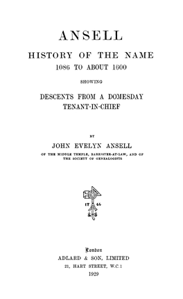 Ansell History of the Name 108H to About 1500