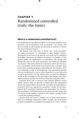 Randomized Controlled Trials: the Basics