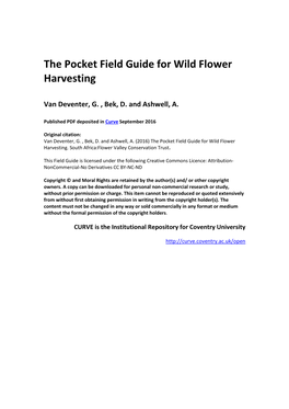 The Pocket Field Guide for Wild Flower Harvesting