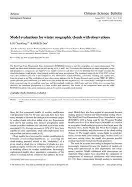 Model Evaluations for Winter Orographic Clouds with Observations