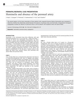 Hemimelia and Absence of the Peroneal Artery