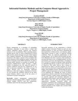 Inferential Statistics Methods and the Computer-Based Approach to Project Management