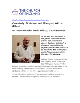 Witton Gilbert an Interview with David Wilcox, Churchwarden