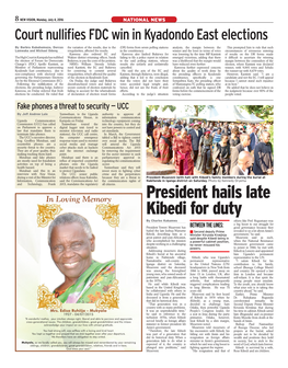 President Hails Late Kibedi for Duty by Charles Kakamwa Others Like Prof