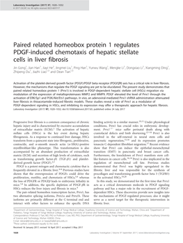Paired Related Homeobox Protein 1 Regulates PDGF-Induced Chemotaxis of Hepatic Stellate Cells in Liver Fibrosis