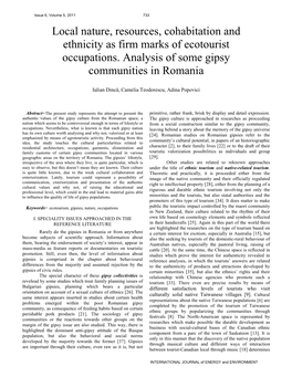 Local Nature, Resources, Cohabitation and Ethnicity As Firm Marks of Ecotourist Occupations