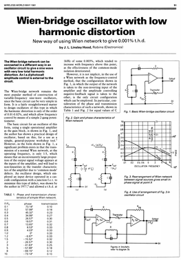 Wien-Bridge Oscillator with Low Harmonic Distortion