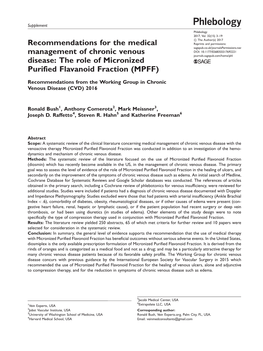 Recommendations for the Medical Management of Chronic Venous Disease