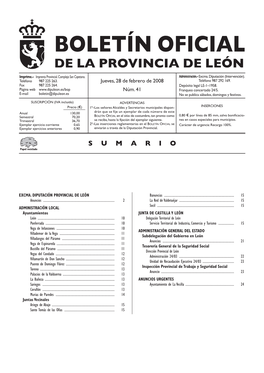 Boletín Oficial De La Provincia De León