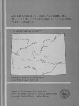 Water-Quality Characteristics of Selected Lakes and Reservoirs in Colorado