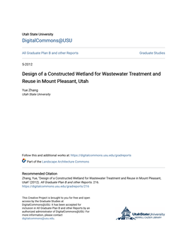 Design of a Constructed Wetland for Wastewater Treatment and Reuse in Mount Pleasant, Utah