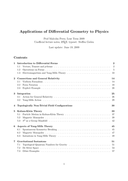 Applications of Differential Geometry to Physics