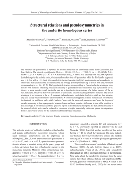 Structural Relations and Pseudosymmetries in the Andorite Homologous Series