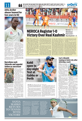NEROCA Register 1-0 Victory Over Real Kashmir