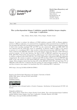 The Cyclin-Dependent Kinase 5 Inhibitor Peptide Inhibits Herpes Simplex Virus Type 1 Replication