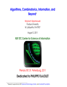 Algorithms, Combinatorics, Information, and Beyond∗