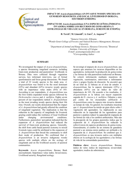 Acacia Drepanolobium As Invasive Indigenous Species: Assessing