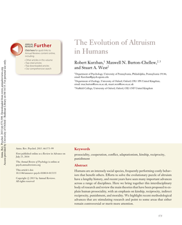 The Evolution of Altruism in Humans