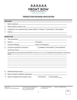 Production Package Application