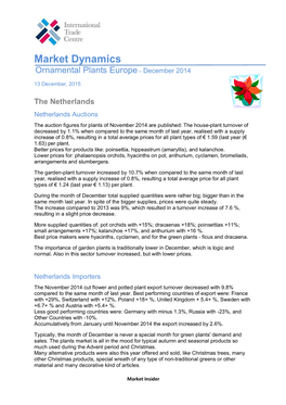 Market Dynamics Ornamental Plants Europe – December 2014