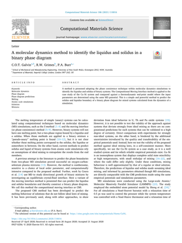 A Molecular Dynamics Method to Identify the Liquidus and Solidus in a Binary Phase Diagram