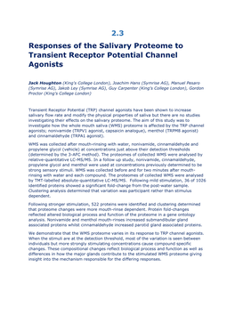 2.3 Responses of the Salivary Proteome to Transient Receptor Potential Channel Agonists