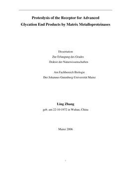 Proteolysis of the Receptor for Advanced Glycation End Products by Matrix Metalloproteinases