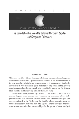 The Correlation Between the Colonial Northern Zapotec and Gregorian Calendars