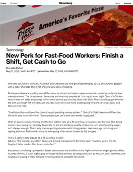 Workers at Church's Chicken, Pizza Hut and Checkers Can Now Get