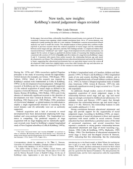 Kohlberg's Moral Reasoning Stages Revisited