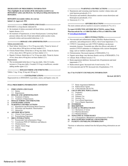 DEMADEX (Torsemide) Tablets, for Oral Use • Ototoxicity (5.3, 7.6) Initial U.S