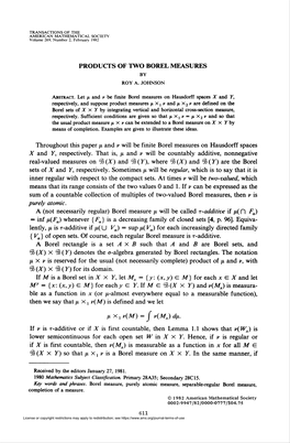 Products of Two Borel Measures by Roy A