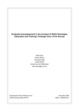 Graduate Unemployment in the Context of Skills Shortages, Education and Training: Findings from a Firm Survey