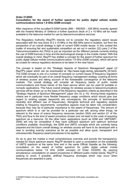 E-GSM Public Consultation.Doc Seite 1 Concept for the Award of Further Spectrum for Public Digital Cellular Mobile Communications Below 1.9 Ghz (GSM Concept)