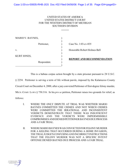 Case 1:03-Cv-00835-RHB-JGS Doc #32 Filed 04/06/06 Page 1 of 35