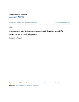 Aspects of Development NGO Governance in the Philippines