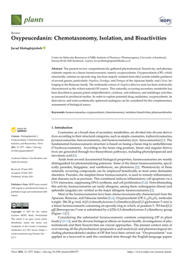 Oxypeucedanin: Chemotaxonomy, Isolation, and Bioactivities