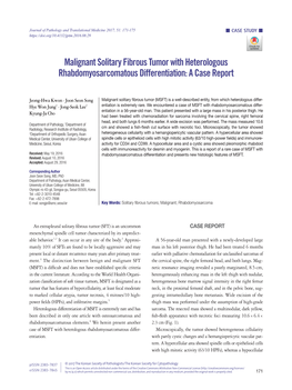 Malignant Solitary Fibrous Tumor with Heterologous Rhabdomyosarcomatous Differentiation: a Case Report