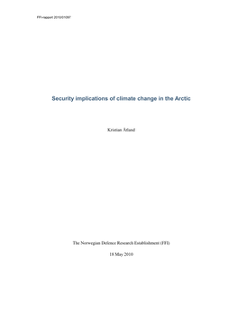 Security Implications of Climate Change in the Arctic