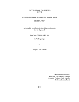 An Ethnography of Game Design DISSERTATION