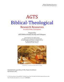 Biblical-Theological Resources for AGTS D.Min